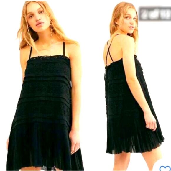 FREE PEOPLE Shailee Crochet Lace Sleeveless Slip Swing Mini dress. - Picture 2 of 16